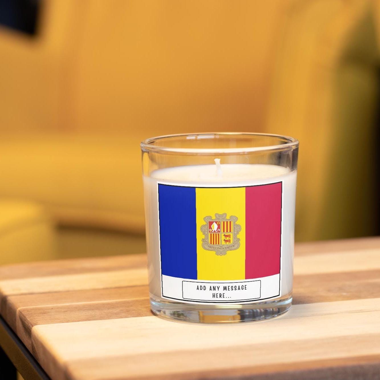 Andorra Personalised Candle | Flag of Andorra | Andorran Flag Gift | Custom Message Andorra Gift | Gift for Andorran | Andorra Home Decor Etsy