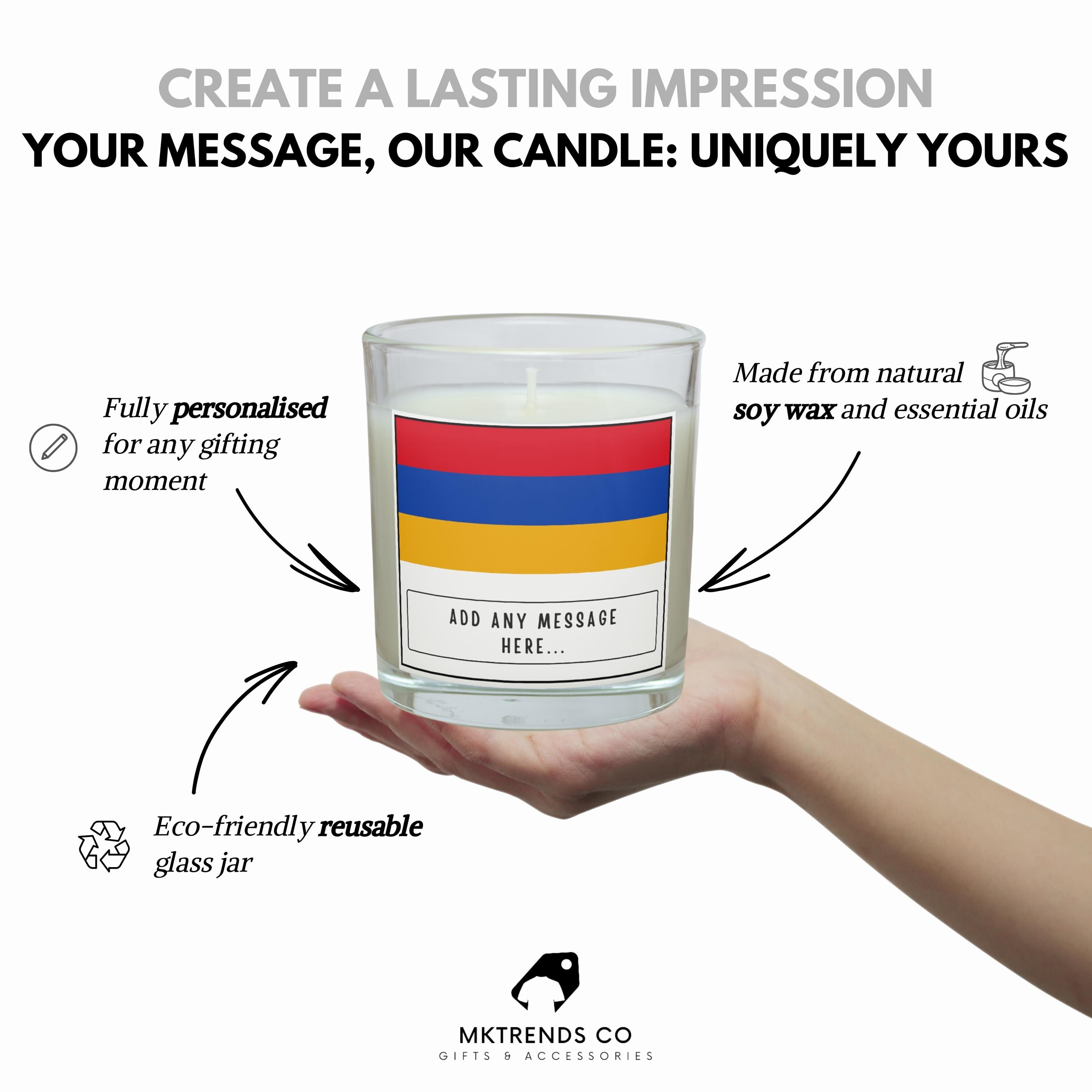 Armenia Personalised Candle | Armenia Flag | Armenian Flag Gift | Custom Armenia Message Gift | Gift for Armenian | Armenian Home Decor Gift Etsy