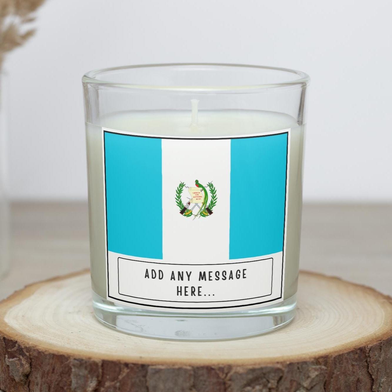Guatemala Personalised Candle | Flag of Guatemala | Guatemalan Flag | Custom Guatemala Message | Gift for Guatemalan | Guatemalan Home Decor Etsy