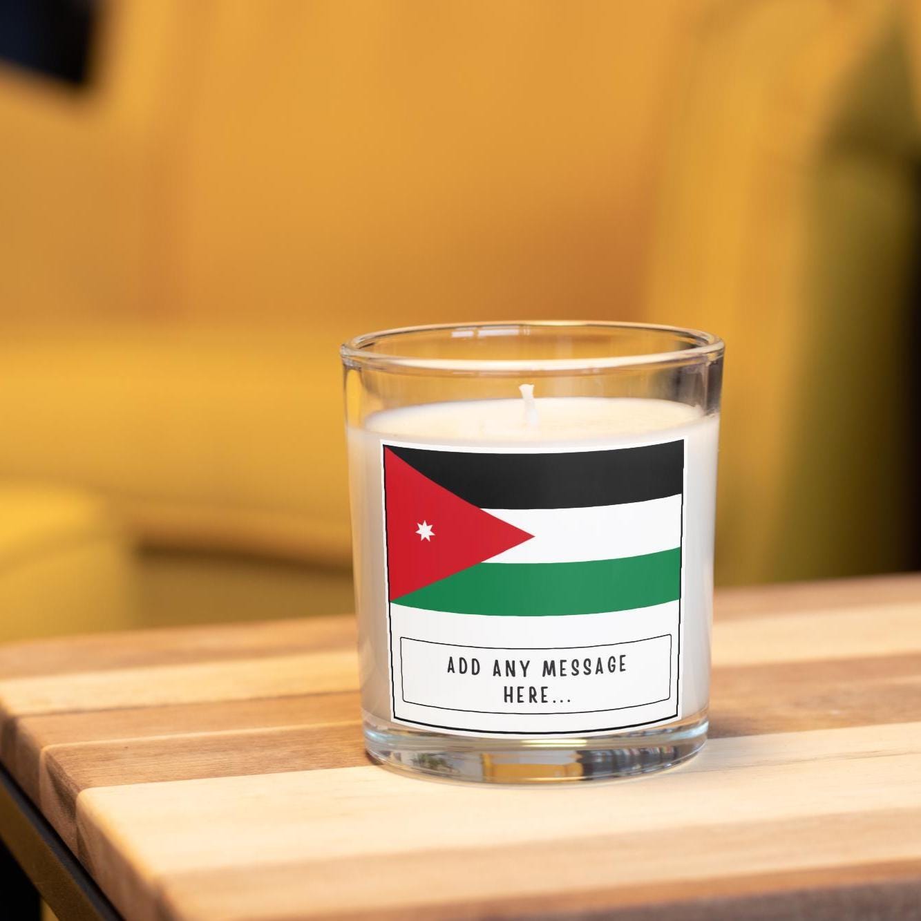 Jordan Personalised Candle | Flag of Jordan | Jordanian Flag | Custom Jordan Message | Gift for Jordanian | Jordan Home Decor | Jordan Gift Etsy