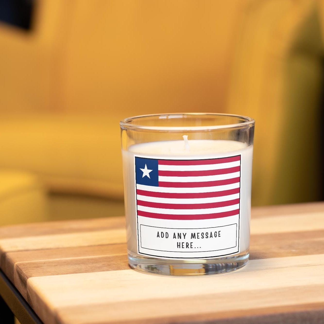 Liberia Personalised Candle | Flag of Liberia | Liberian Flag Candle | Custom Liberian Message | Gift for Liberian | Liberia Home Decor Gift Etsy