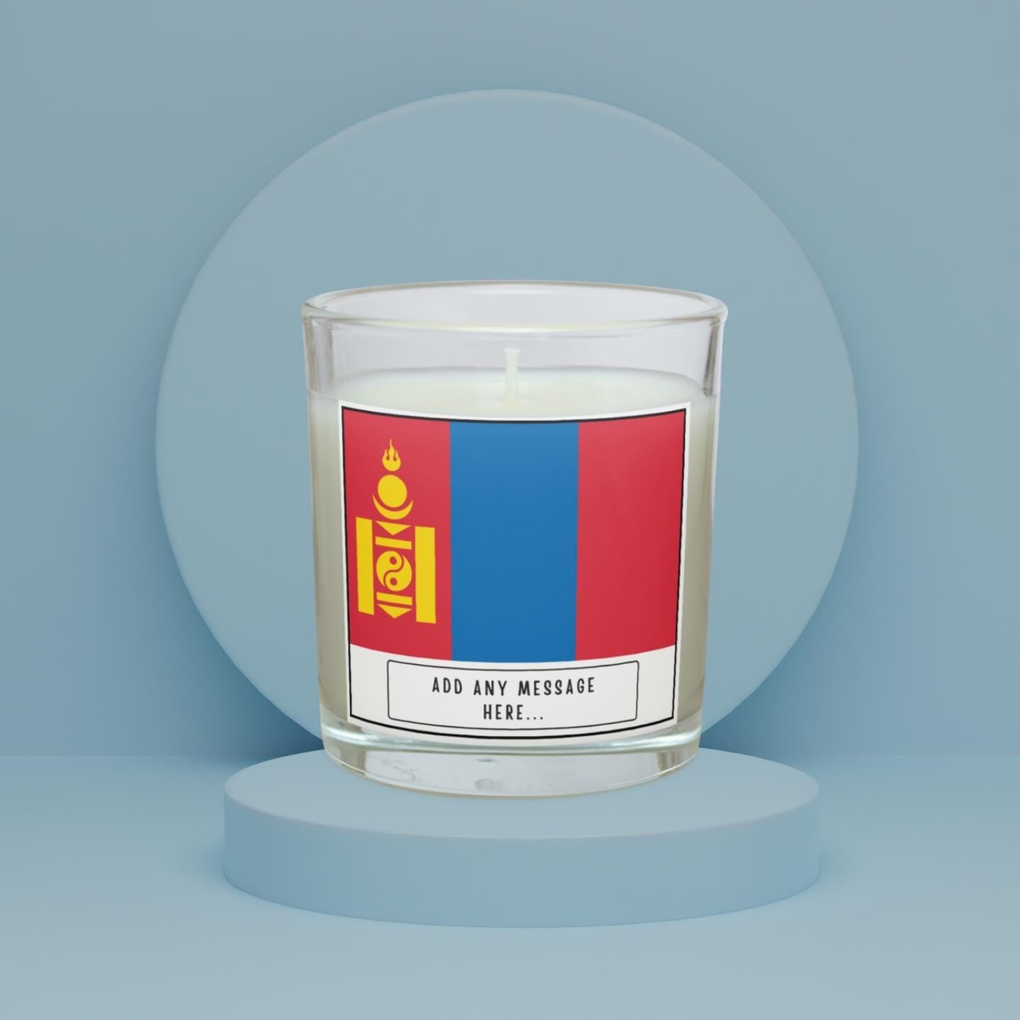 Mongolia Personalised Candle | Flag of Mongolia | Mongolian Flag | Custom Mongolian Message Gift | Gift for Mongolian | Mongolian Home Decor Etsy