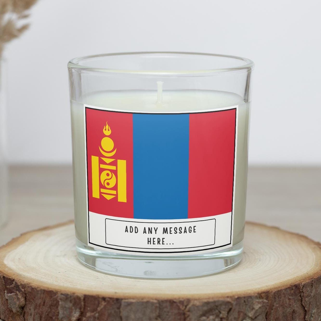 Mongolia Personalised Candle | Flag of Mongolia | Mongolian Flag | Custom Mongolian Message Gift | Gift for Mongolian | Mongolian Home Decor Etsy