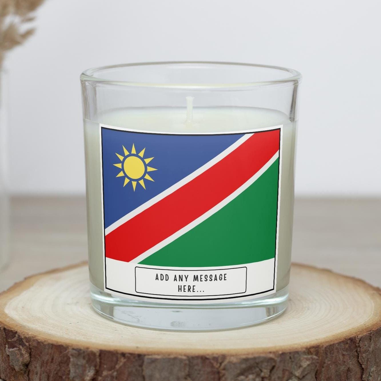 Namibia Personalised Candle | Flag of Namibia | Namibian Flag | Custom Namibian Message Candle | Gift for Namibian | Namibia Home Decor Gift Etsy