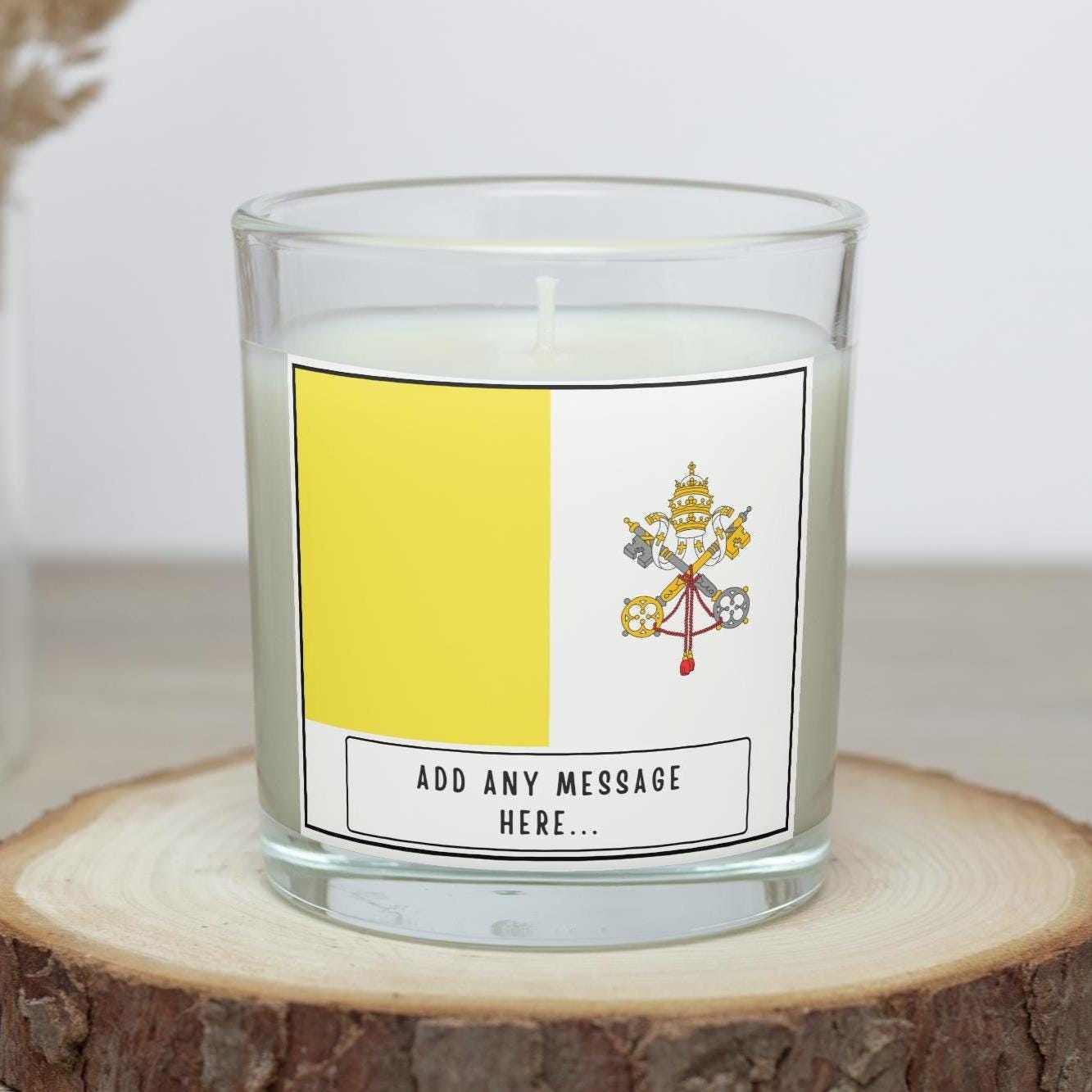 Vatican City Personalised Candle | Flag of Vatican City | Vatican Flag | Custom Message Vatican City Gift | Catholic Gift | Papal Home Decor Etsy