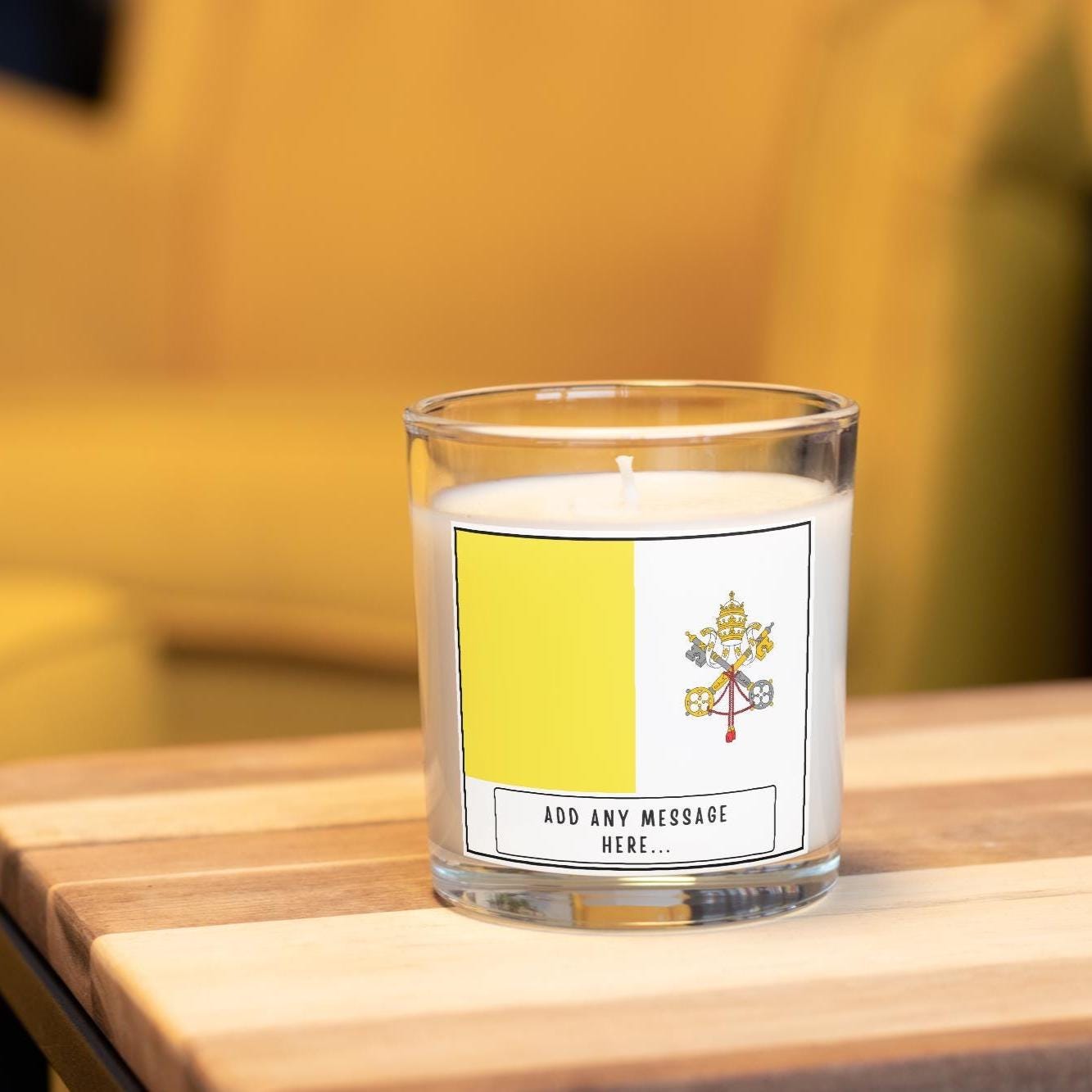 Vatican City Personalised Candle | Flag of Vatican City | Vatican Flag | Custom Message Vatican City Gift | Catholic Gift | Papal Home Decor Etsy