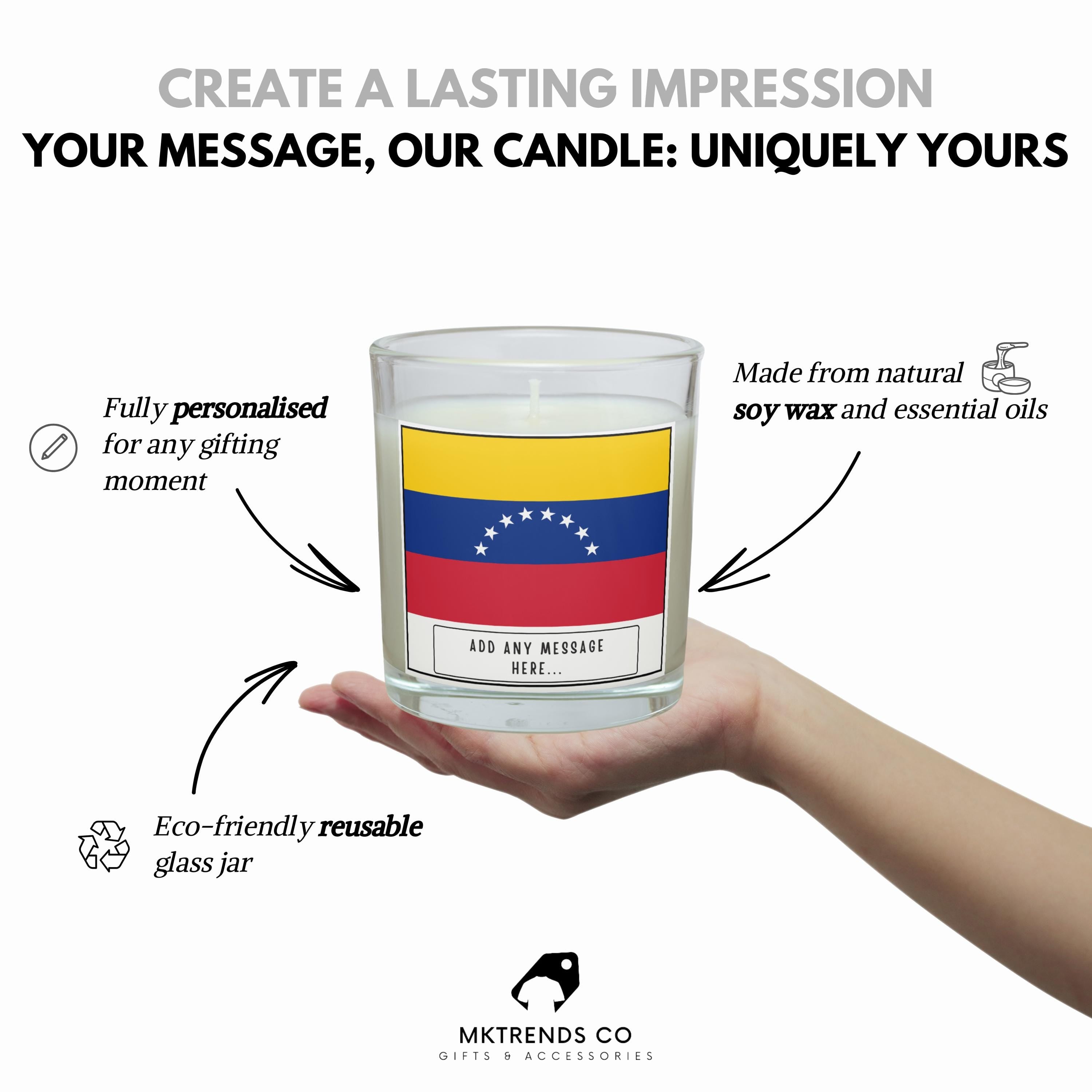 Venezuela Personalised Candle | Venezuelan Flag Gift | Custom Venezuelan Message | Gift for Venezuelan | Venezuela Home Decor Candle Gift Etsy
