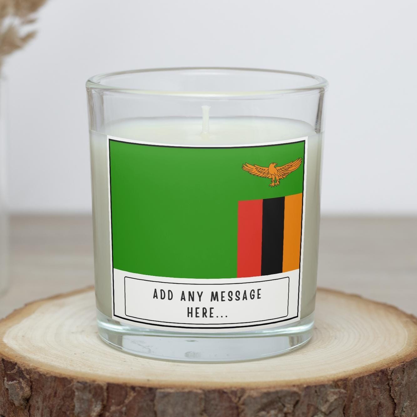 Zambia Personalised Candle | Flag of Zambia | Zambian Flag | Custom Message Zambian Candle | Gift for Zambian | Zambia Home Decor | Zambian Etsy