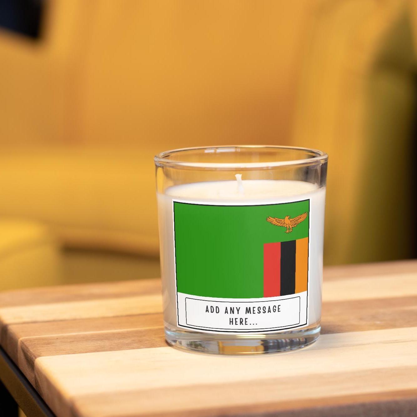 Zambia Personalised Candle | Flag of Zambia | Zambian Flag | Custom Message Zambian Candle | Gift for Zambian | Zambia Home Decor | Zambian Etsy