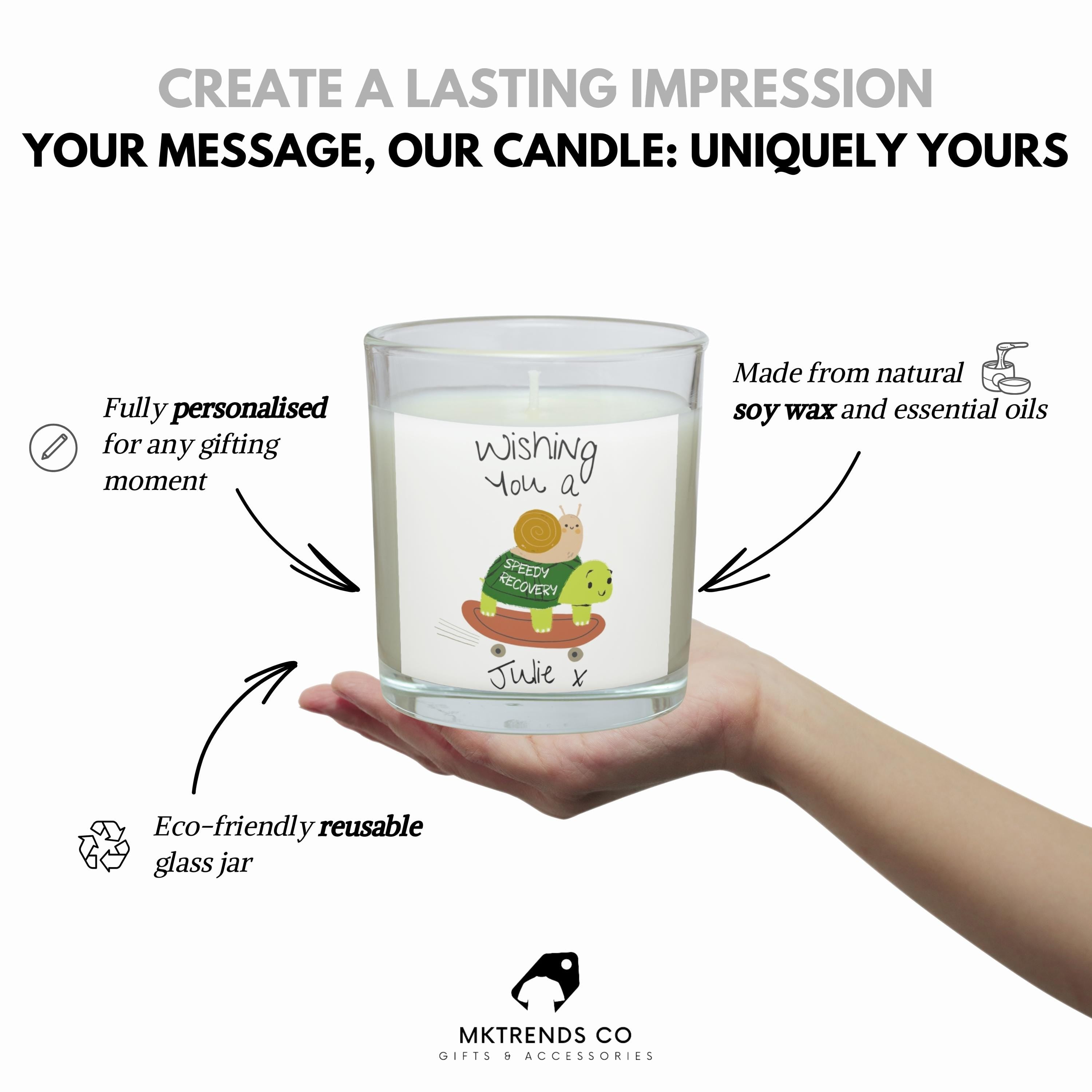 Speedy Recovery Candle | Get Well Soon Message Gift | Illness Recovery Personalised Candle | Thinking of You Gift | Feeling Unwell Candle Etsy