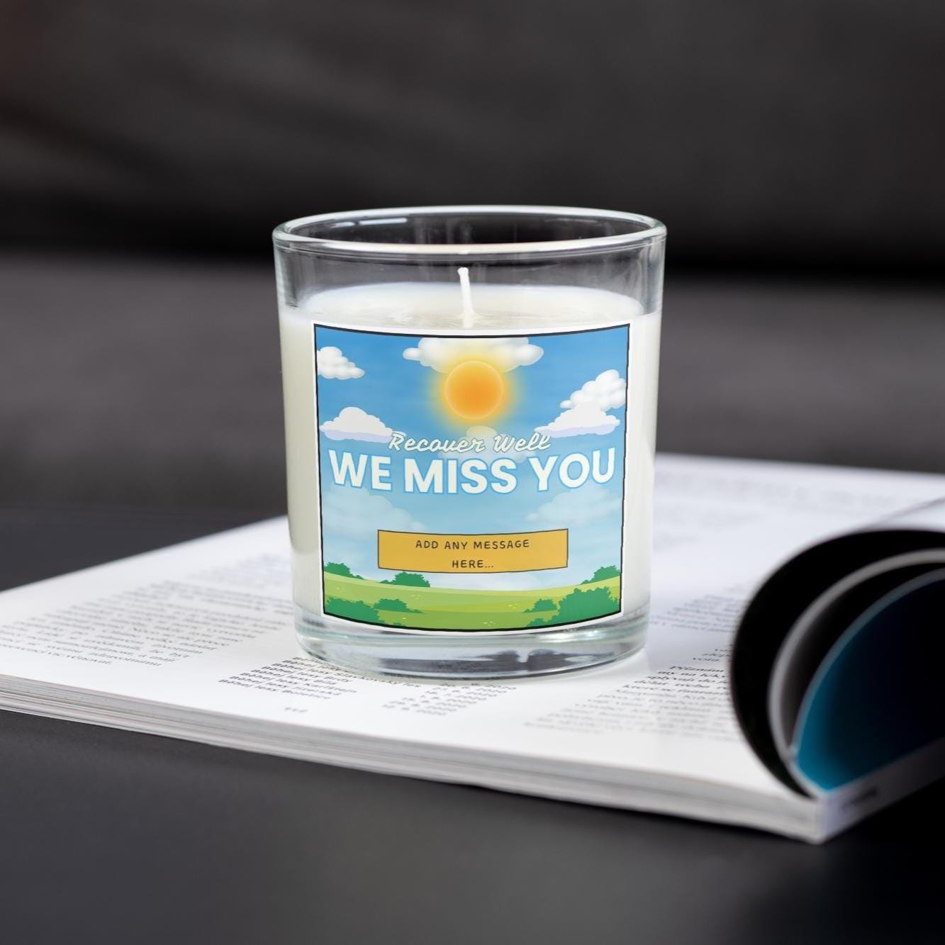 We Miss You Gift | Recovery Candle Gift | Custom Message Thinking of You Gift | Work Friend Gift | Family | Get Well Soon Message Candle Etsy