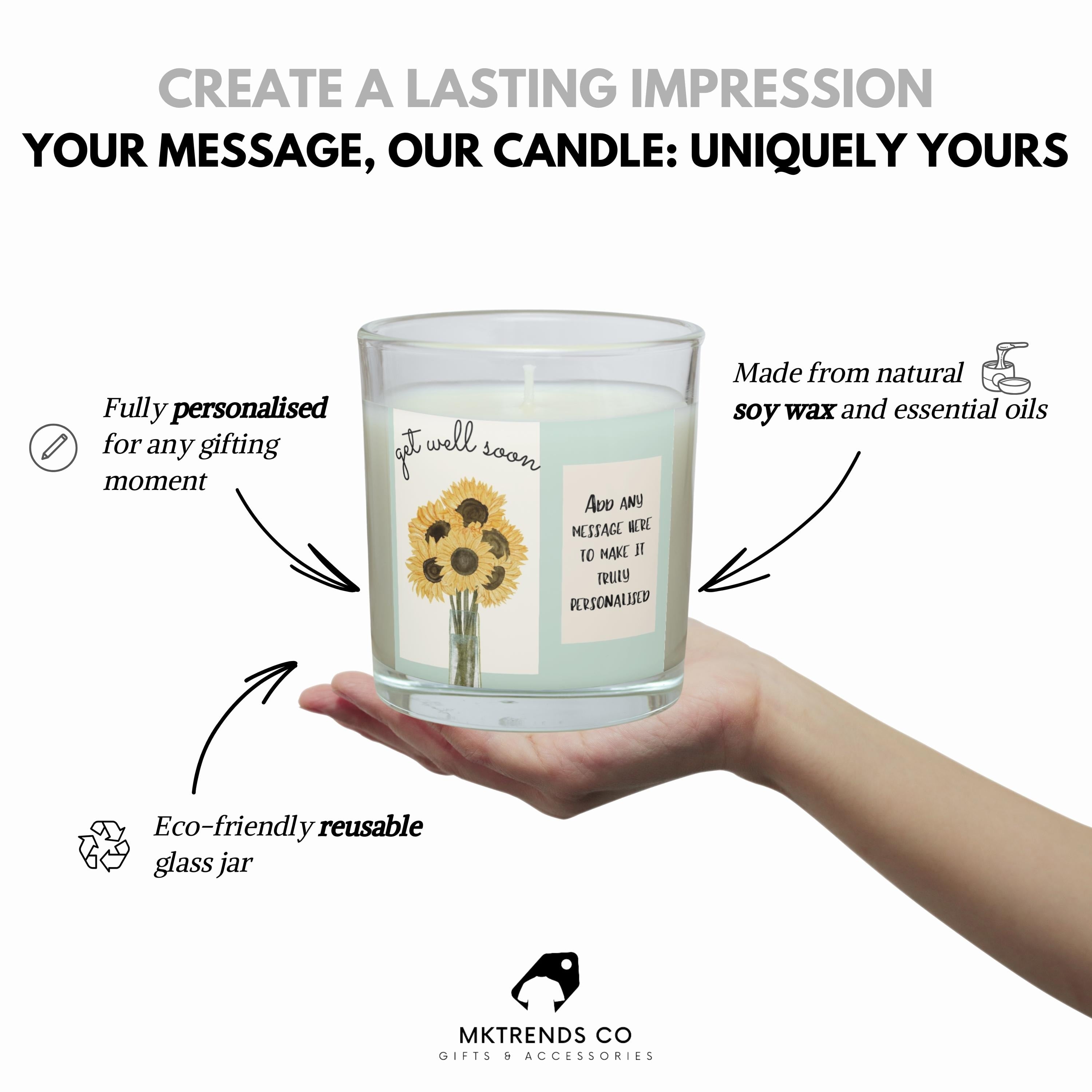 Get Well Soon Message Gift | Thinking of You Candle | Gift for Her Him | Recovering from Illness Gift | Poorly Friend | Family Sympathy Gift Etsy