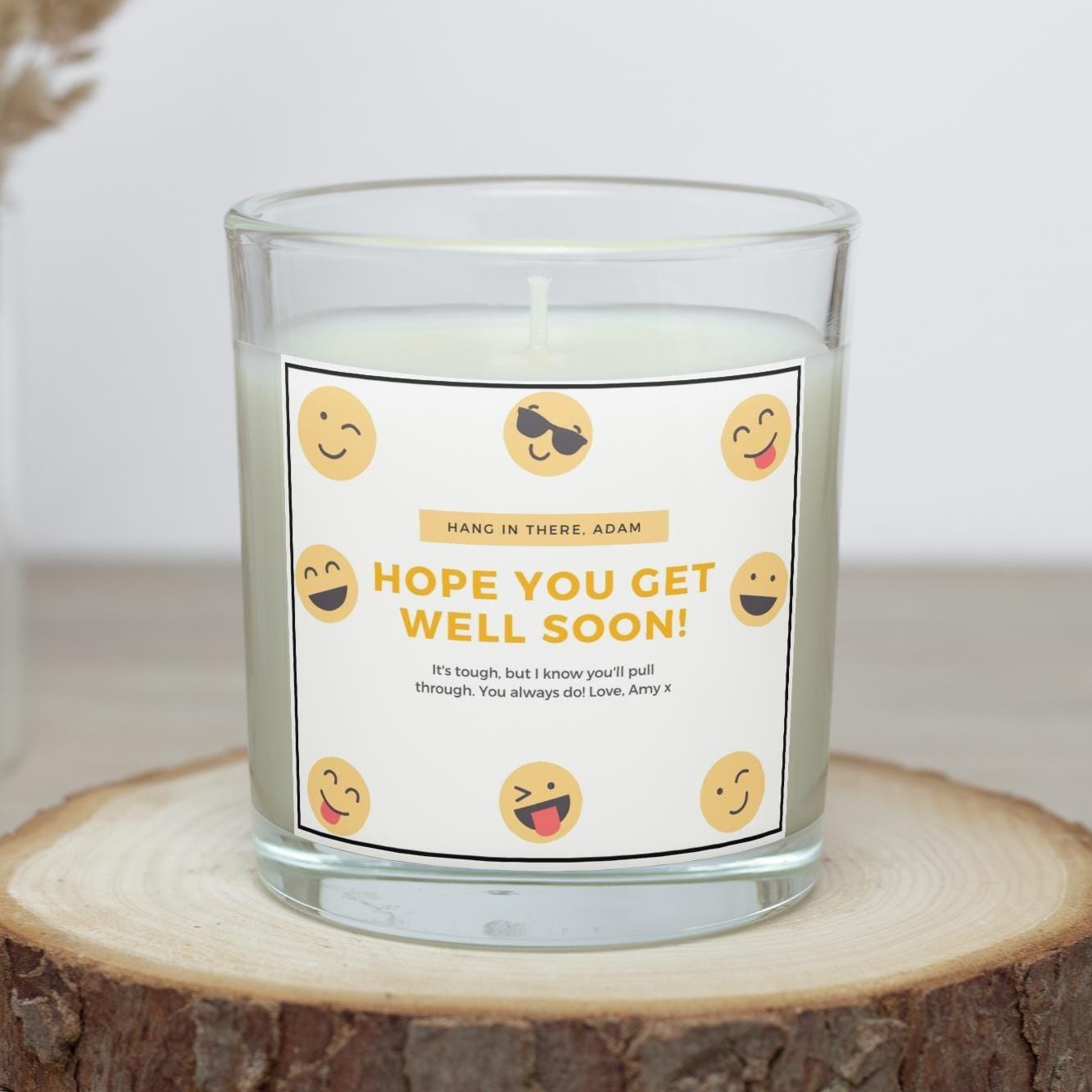 Hope You Get Well Soon Candle | Fun Get Well Soon Gift | Smily Emoji Gift | Recovery Gift for Him Her | Comfort Present | Feeling Better Etsy