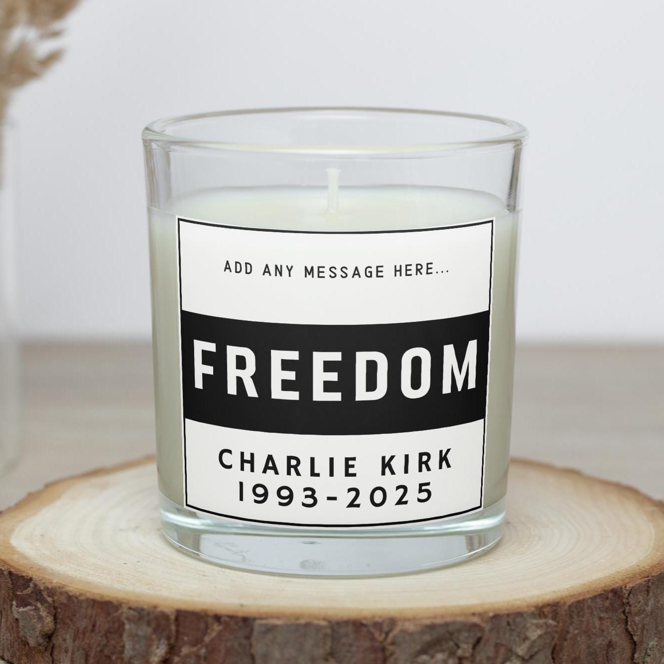 Charlie Kirk Freedom Personalised Candle | In memory of Charlie Kirk | Charlie Kirk Message Soy Wax Candle Gift | Remembering Charlie Kirk Etsy