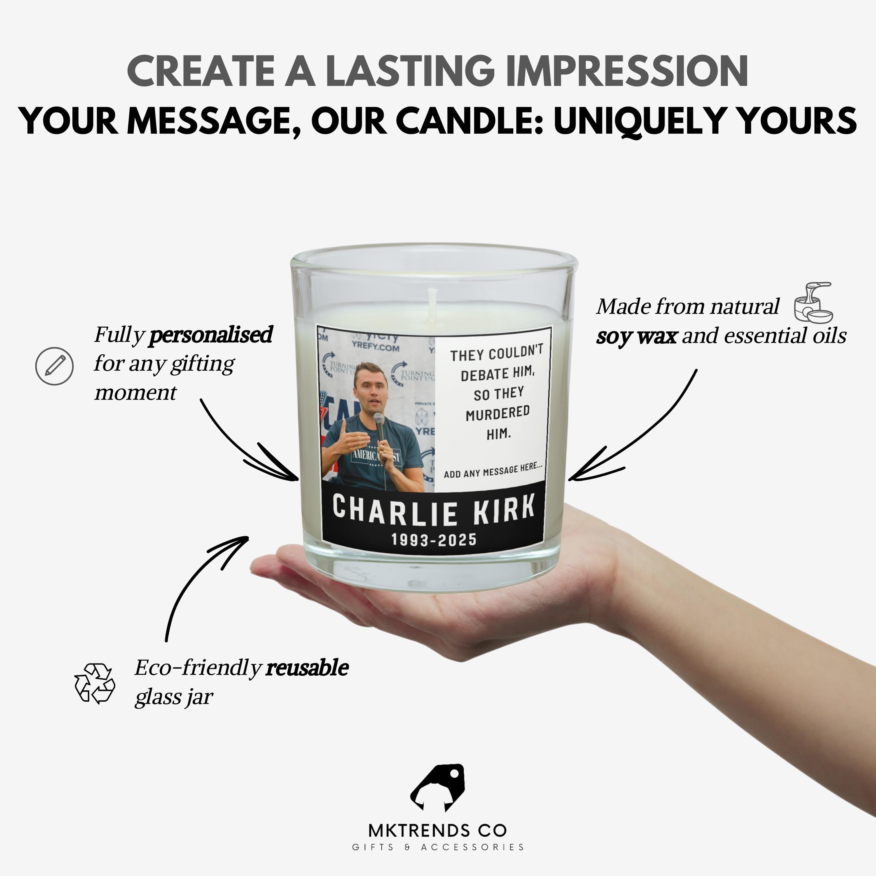 Charlie Kirk Debate Custom Memorial Candle | In Loving Memory of Charlie Kirk | Turning Point | Charlie Kirk Remembrance Personalised Candle Etsy