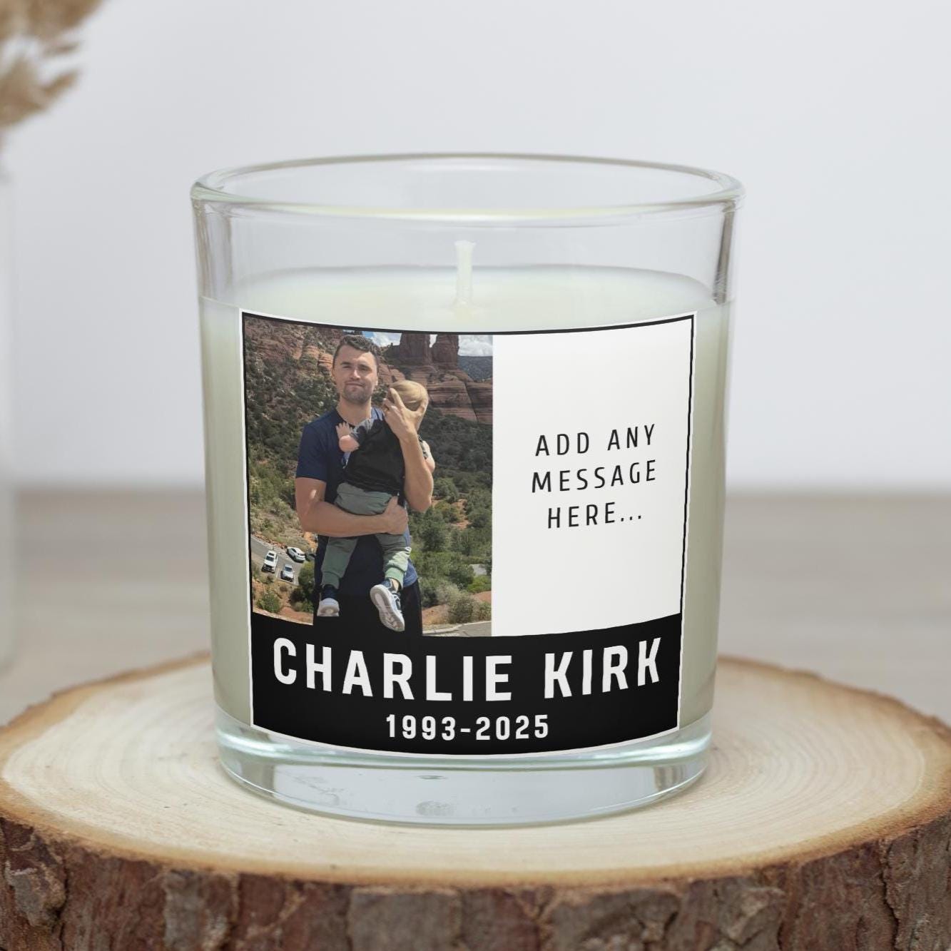 Any Message Charlie Kirk Personalised Candle | Remembering Charlie Kirk | Custom Charlie Kirk Candle Gift | Personalised Photo Tribute Gift Etsy