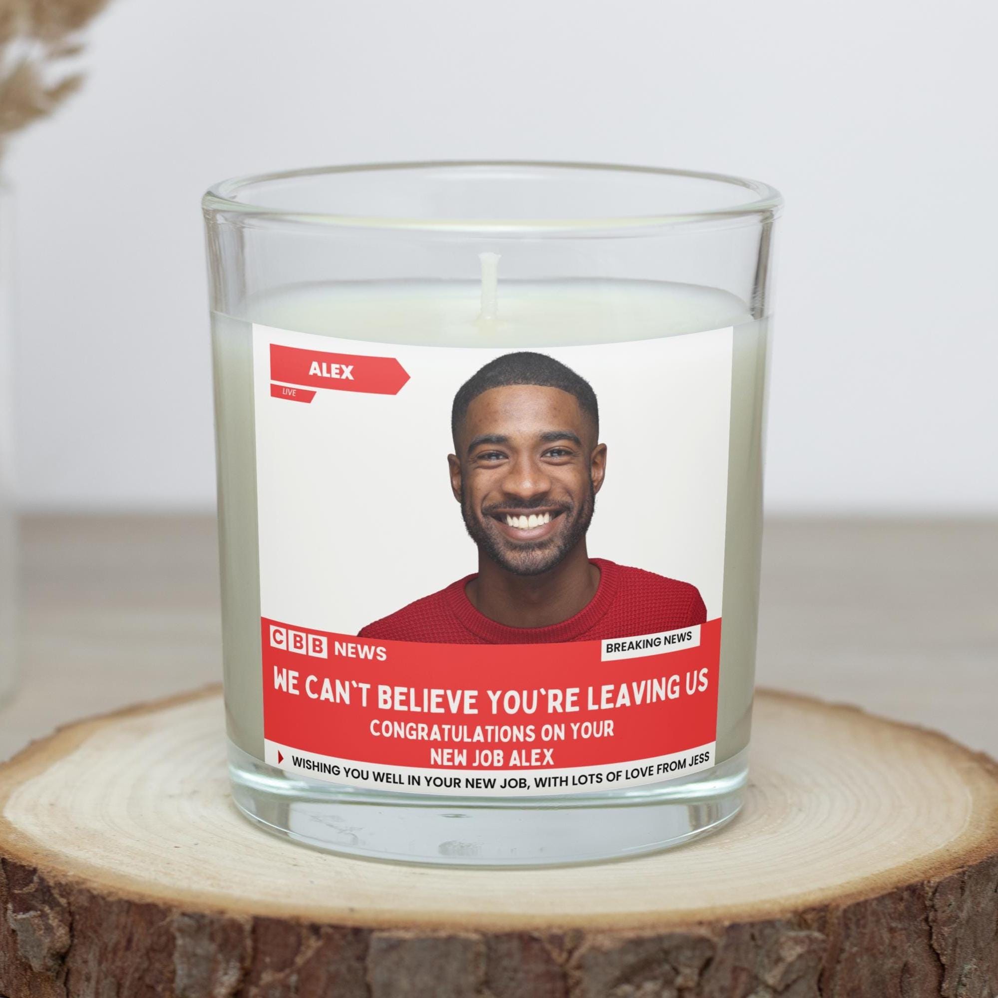 Funny New Job NEWS Message Candle Gift: Personalised New Job Photo Candle, Leaving Gift, Funny New Job Message Candle Gift Etsy