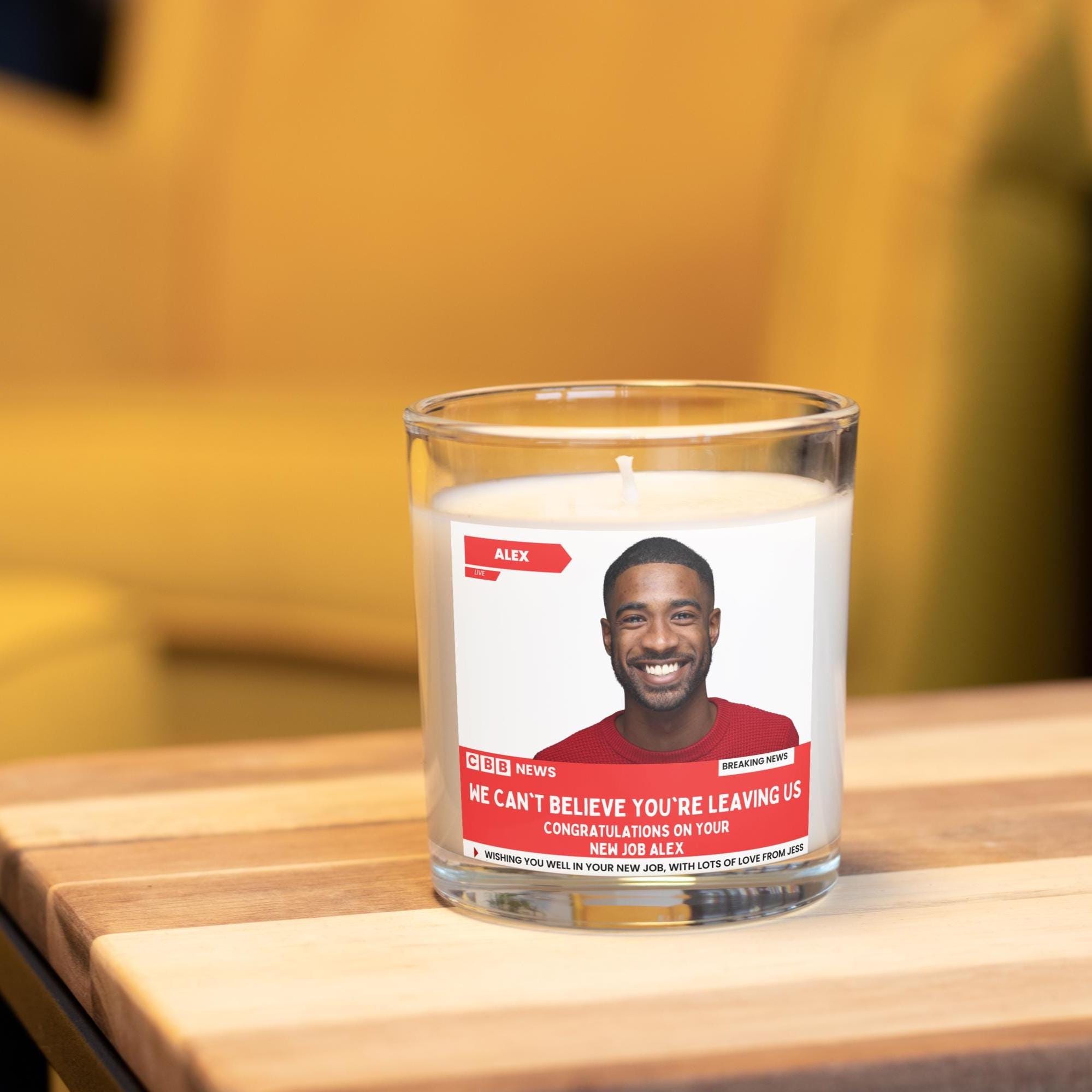 Funny New Job NEWS Message Candle Gift: Personalised New Job Photo Candle, Leaving Gift, Funny New Job Message Candle Gift Etsy