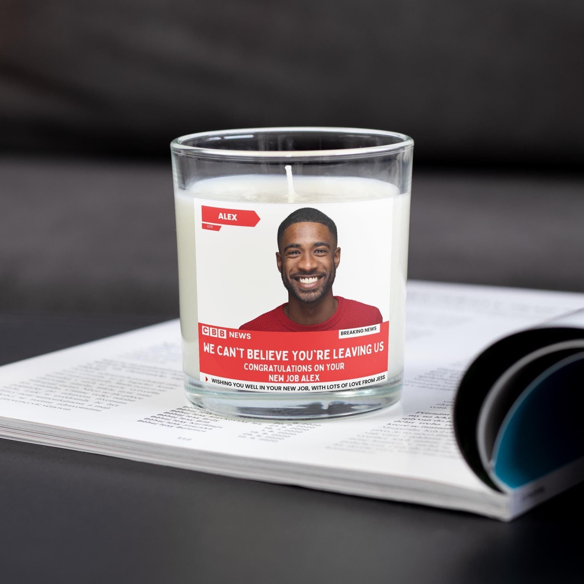 Funny New Job NEWS Message Candle Gift: Personalised New Job Photo Candle, Leaving Gift, Funny New Job Message Candle Gift Etsy