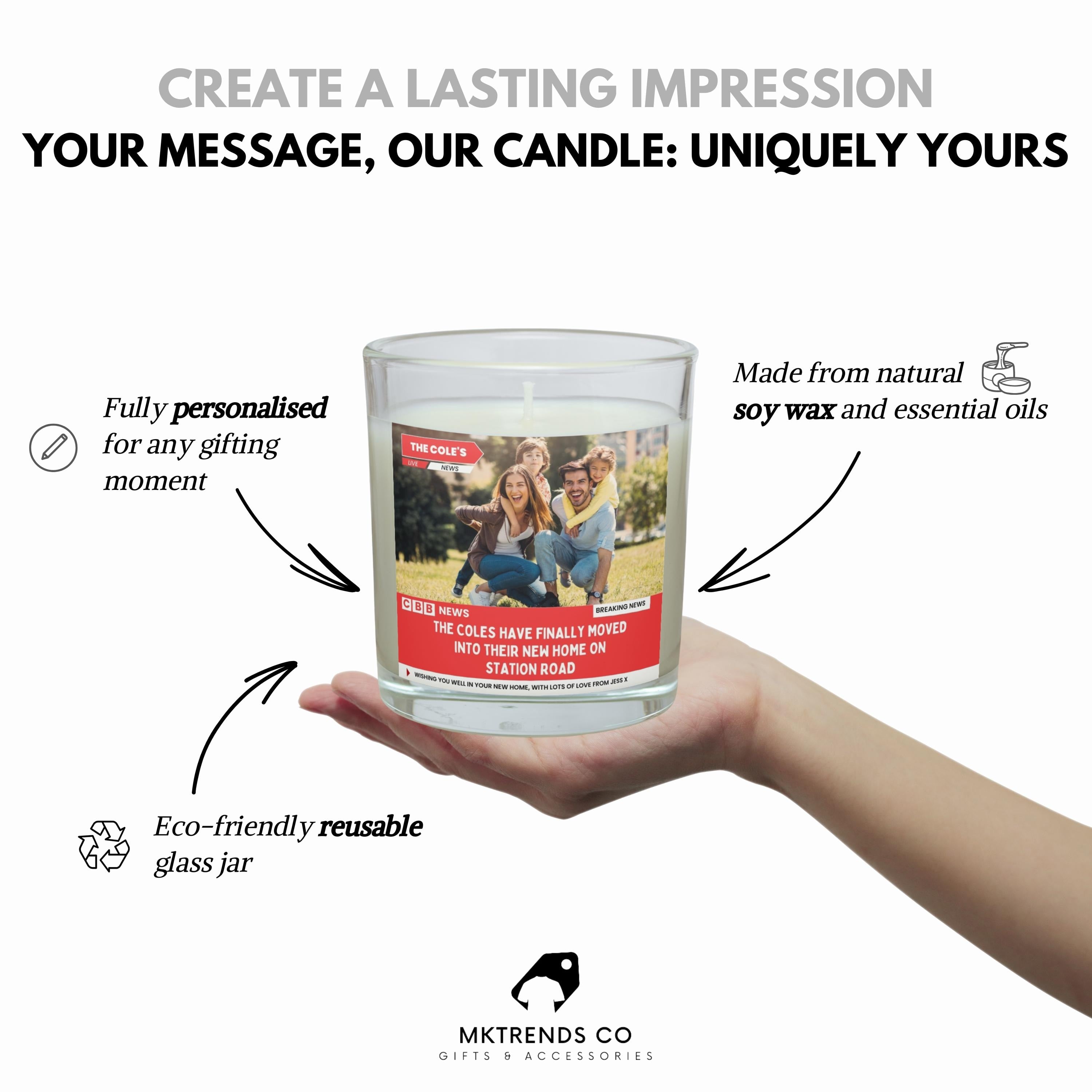 Funny New Home News Gift | Personalised Photo & Message New Home Soy Wax Candle Etsy