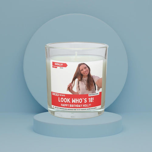 18th Birthday Photo & Message Personalised Soy Wax Candle | Fun News Style Birthday Gift | 18th Milestone Birthday Candle Gift Etsy