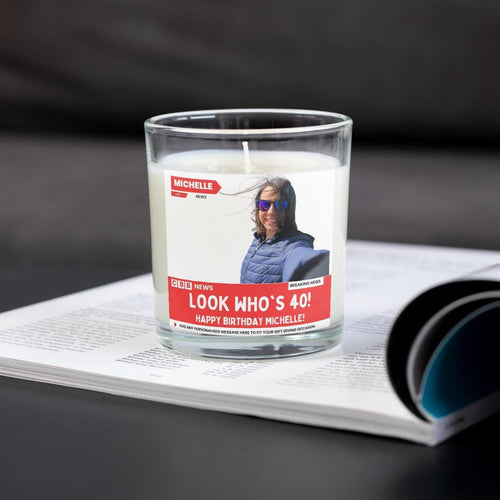 Funny 40th Birthday Personalised Soy Wax Candle | Happy 40th Birthday Photo Message Gift | Look Who's 40 | Custom 40th Birthday Candle Gift Etsy