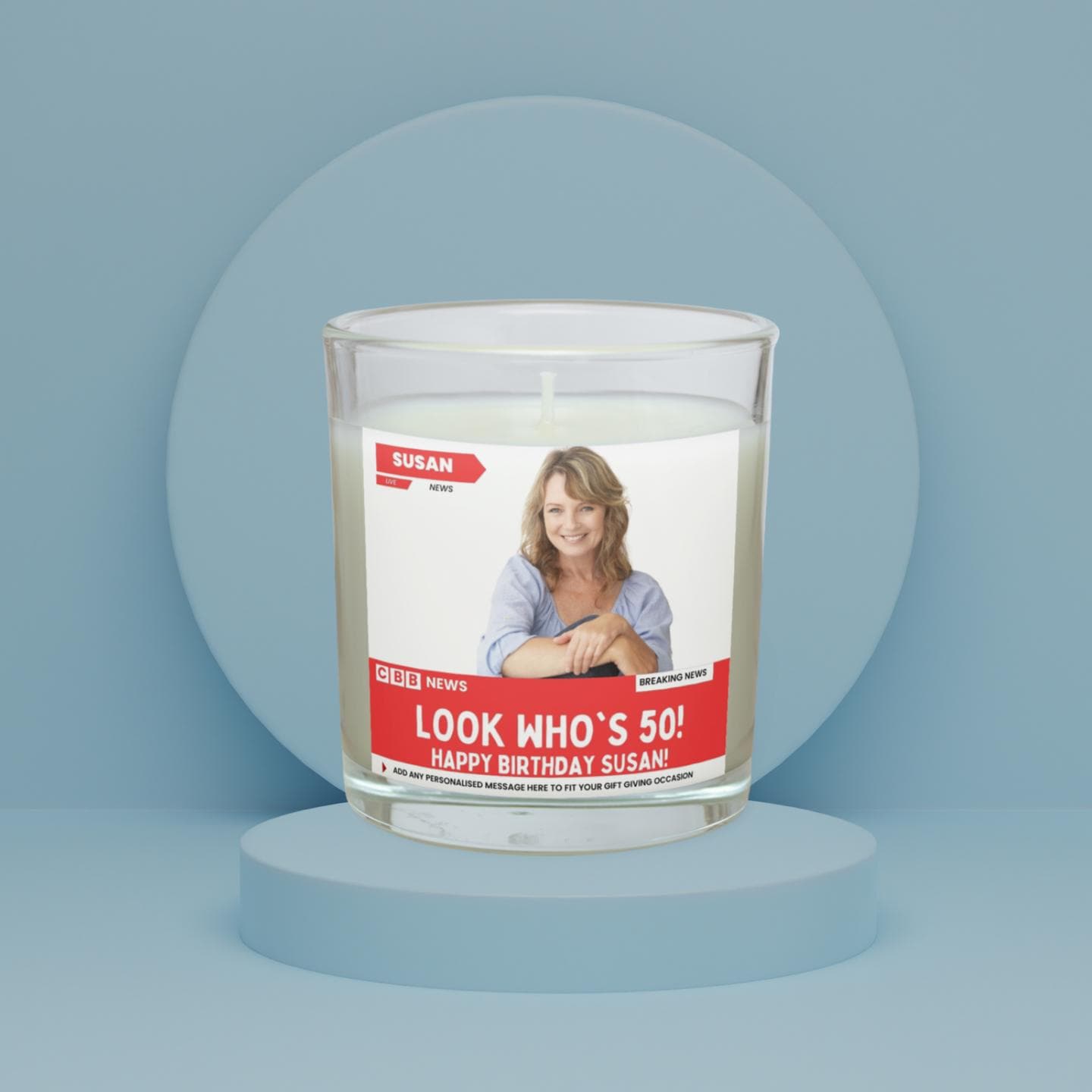 Happy 50th Birthday Personalised Soy Wax Candle | Funny News Style 50th Birthday Gift | 50thBirthday Photo & Message Candle Etsy