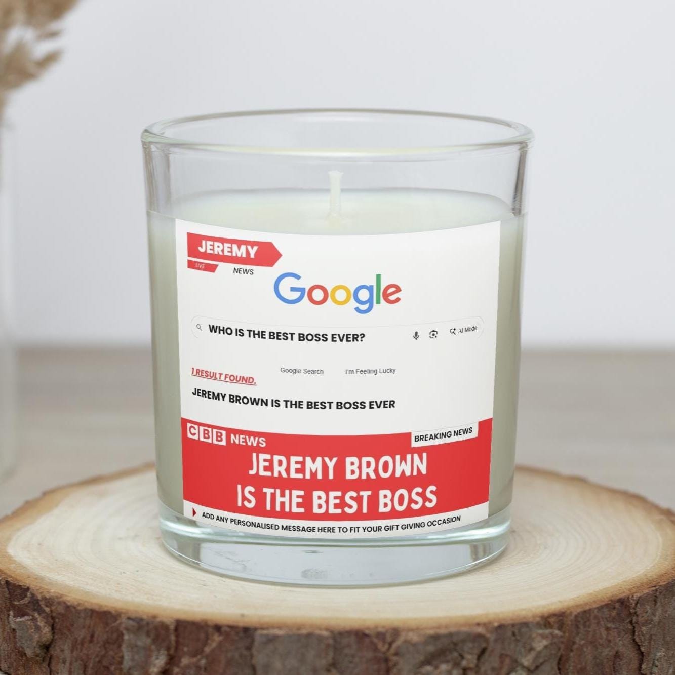 Best Boss Ever Personalised Candle | Funny Boss Photo & Message Custom Gift | Breaking News: Best Boss Ever Candle Gift Etsy