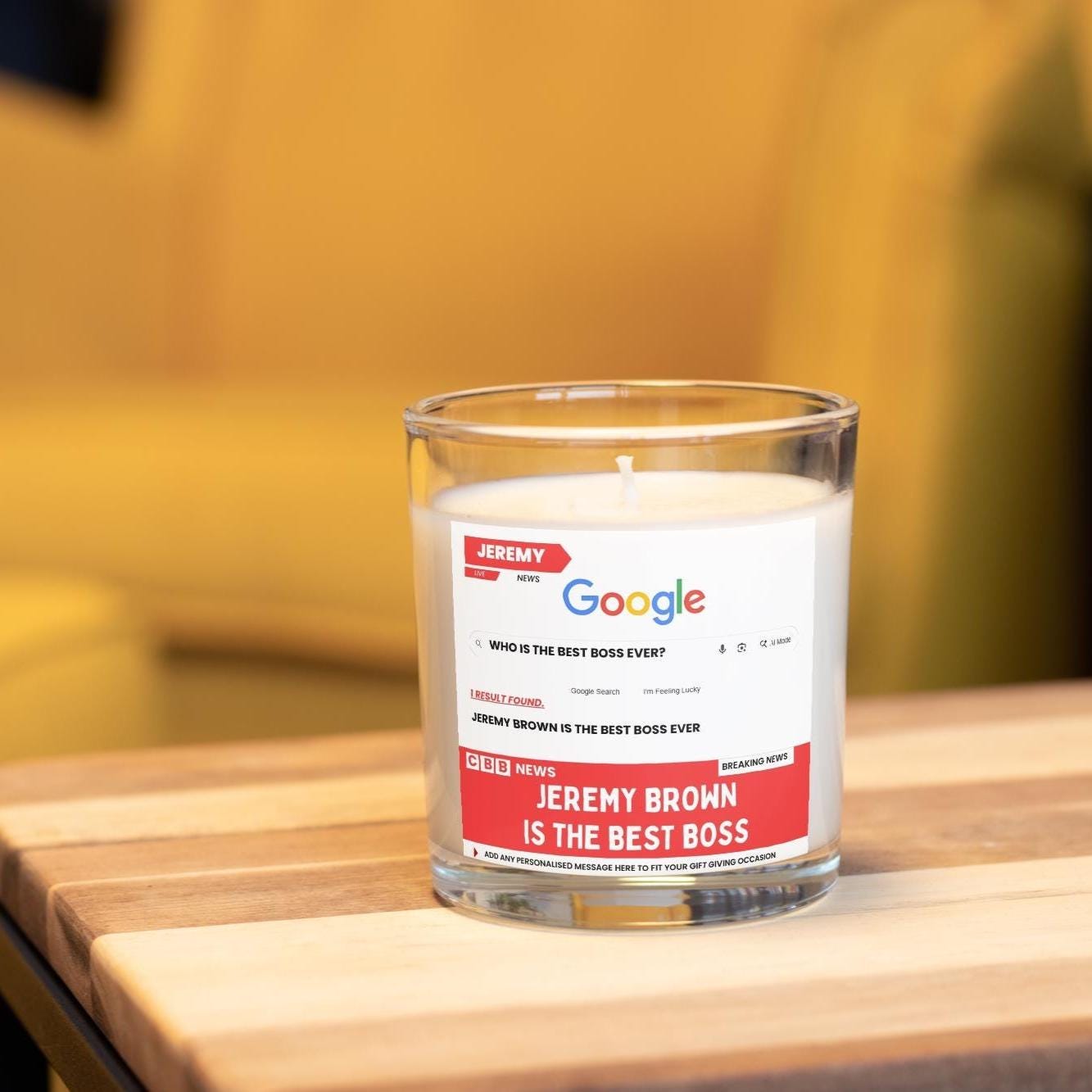 Best Boss Ever Personalised Candle | Funny Boss Photo & Message Custom Gift | Breaking News: Best Boss Ever Candle Gift Etsy