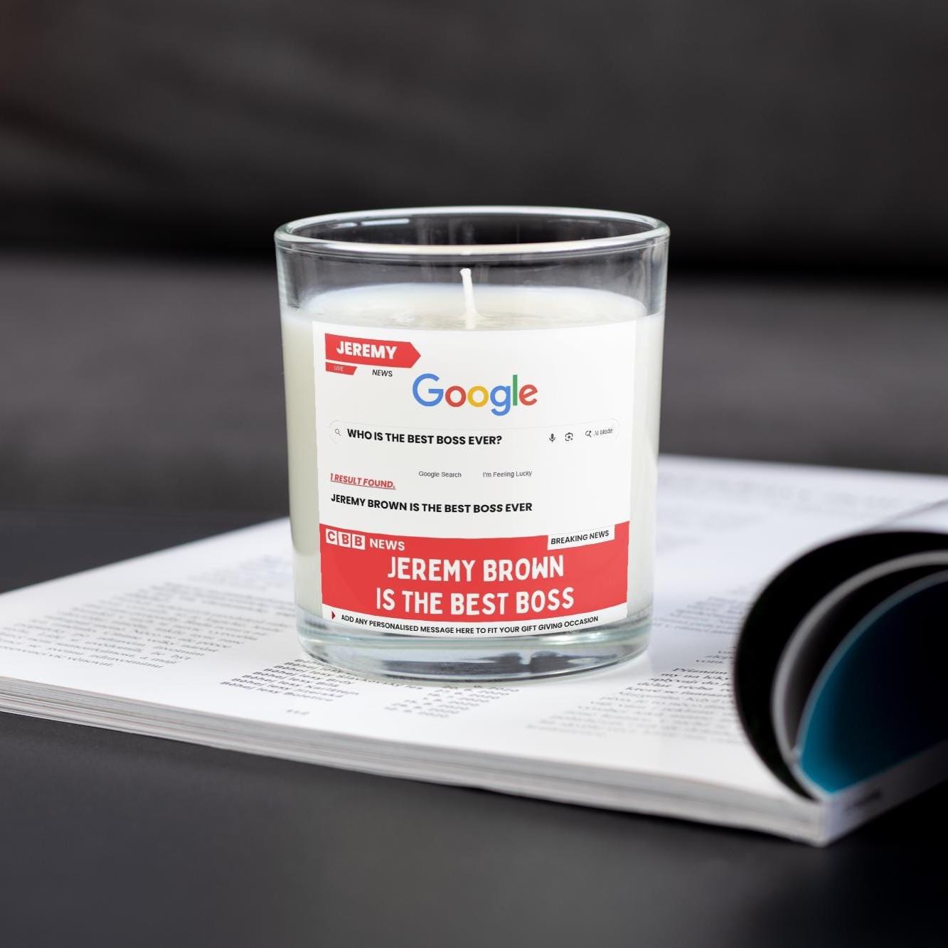 Best Boss Ever Personalised Candle | Funny Boss Photo & Message Custom Gift | Breaking News: Best Boss Ever Candle Gift Etsy