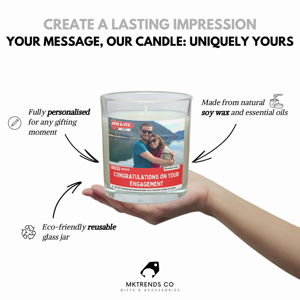 Engagement Personalised Soy Wax Candle | Engagement Photo & Message Custom Gift | Congratulations on Your Engagement Candle Gift Etsy