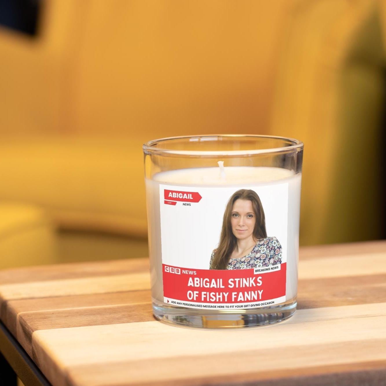 Funny Fishy Fanny Photo & Message Personalised Candle | Funny Adult Joke News Style Custom Candle Gift Etsy