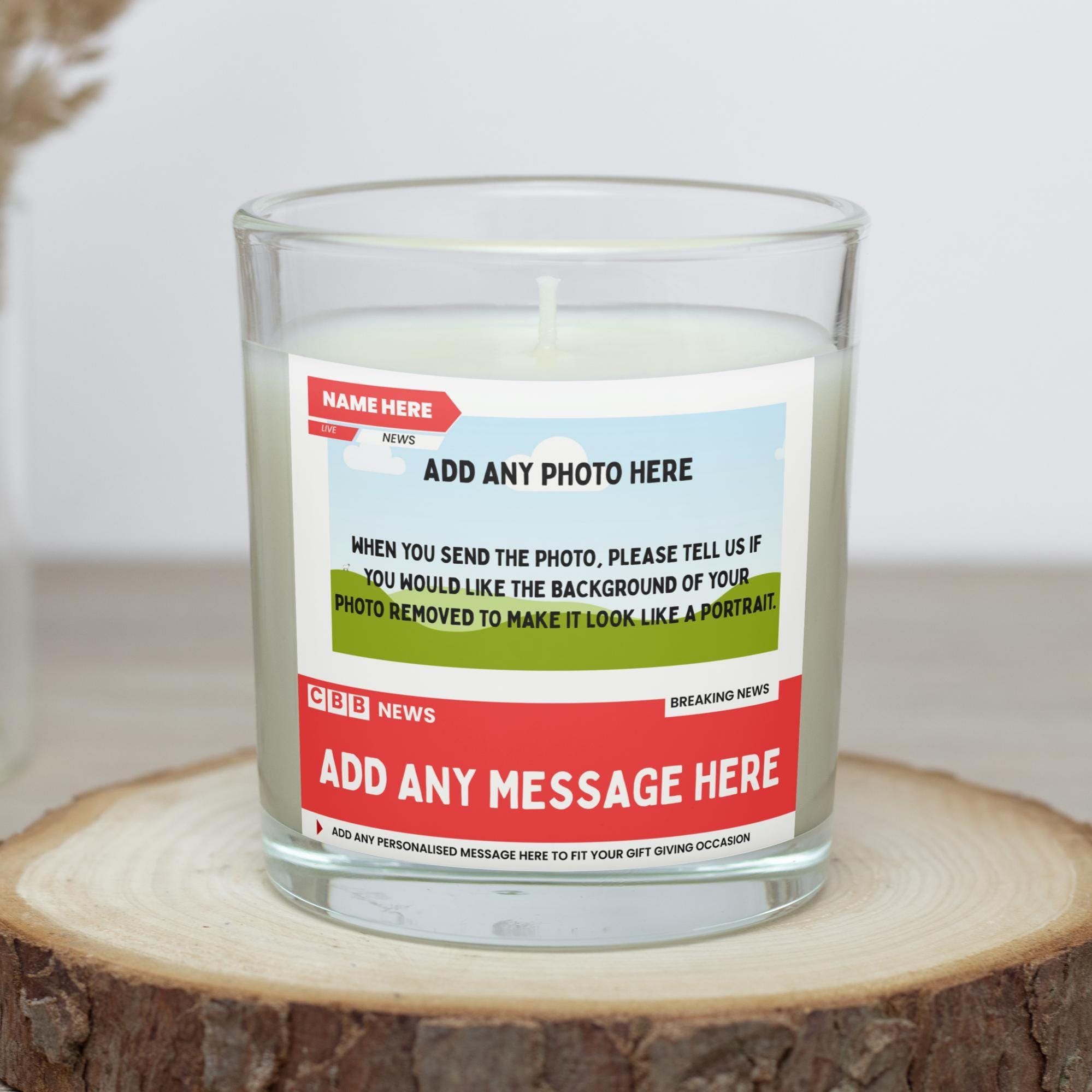 Birth of Baby Boy Personalised Soy Wax Candle | News Style Photo & Message New Baby Boy Candle Gift Etsy