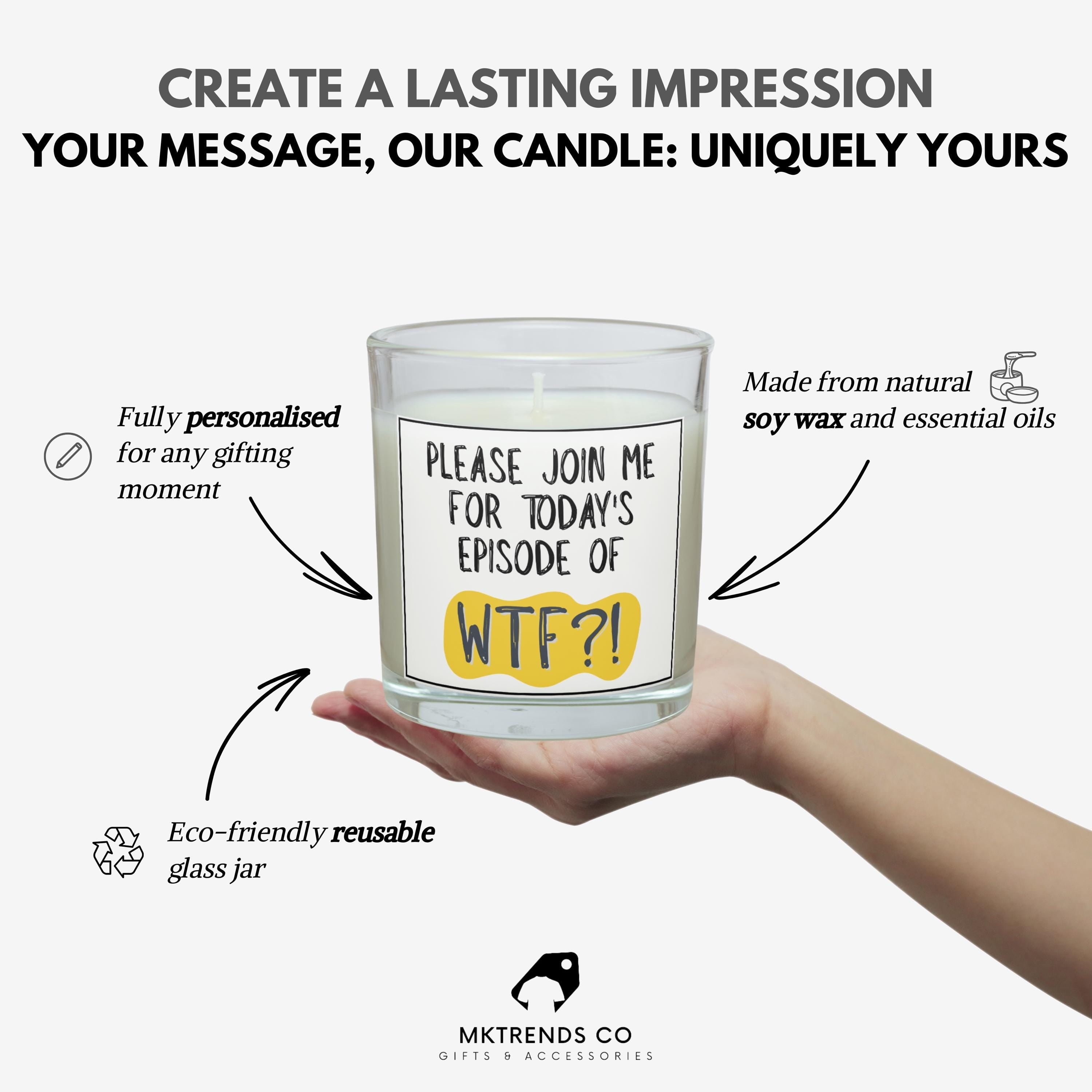 WTF What the Fuck Personalised Soy Wax Candle | Funny WTF Custom Message Soy Wax Candle Gift Etsy
