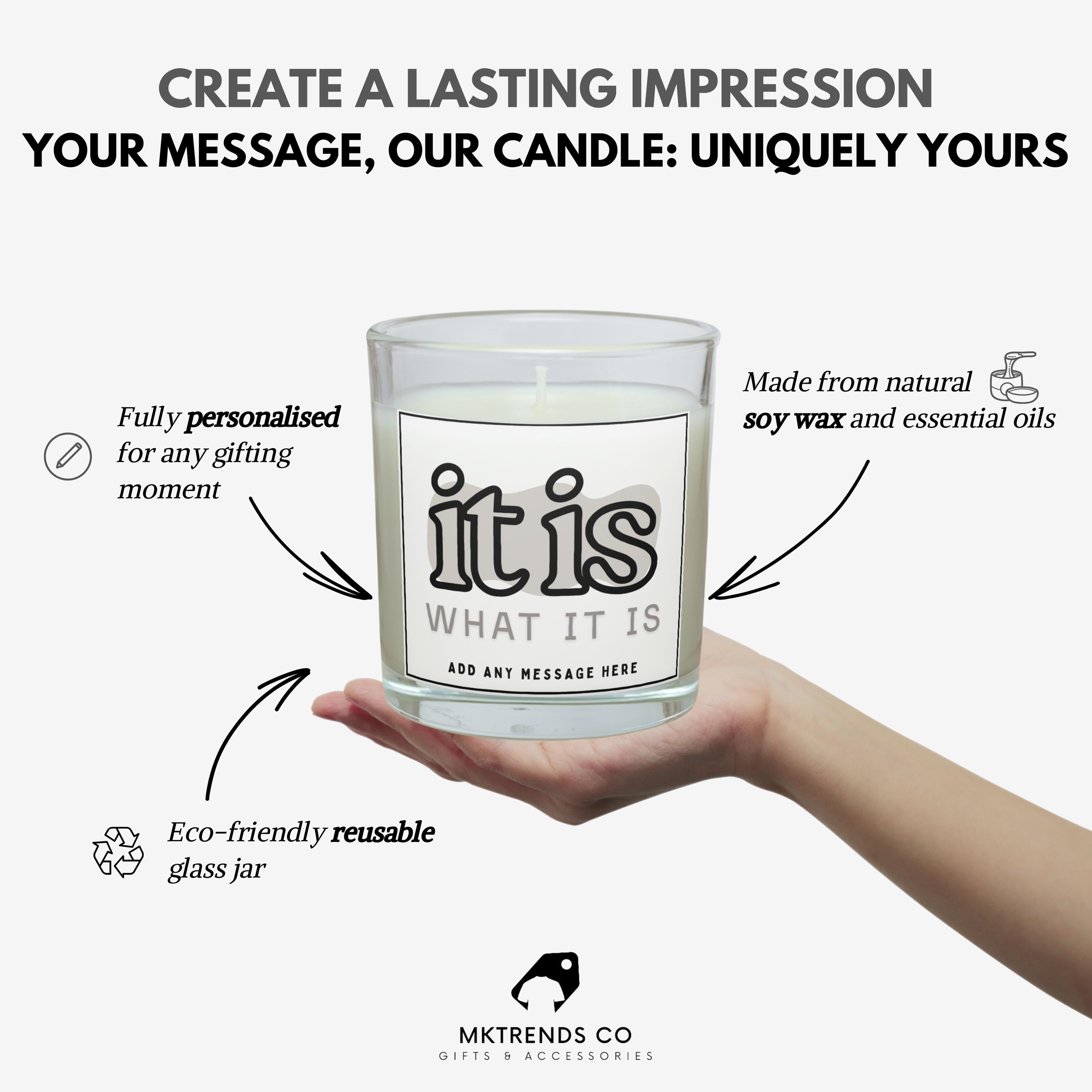 It is what it is Personalised Candle | Funny Life's Nonsense Custom Soy Wax Candle | Any Message Candle Gift Etsy