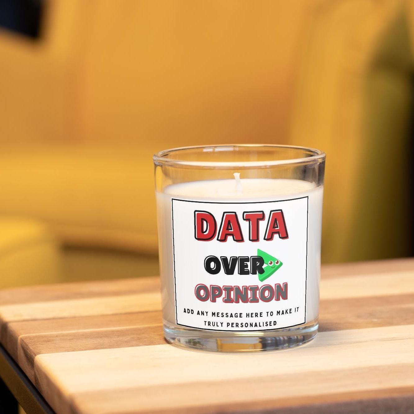 Data Over Opinion Personalised Soy Wax Candle | Custom Message Data Analysts, Engineers & IT Candle Gift | Spreadsheet King or Queen Candle Etsy
