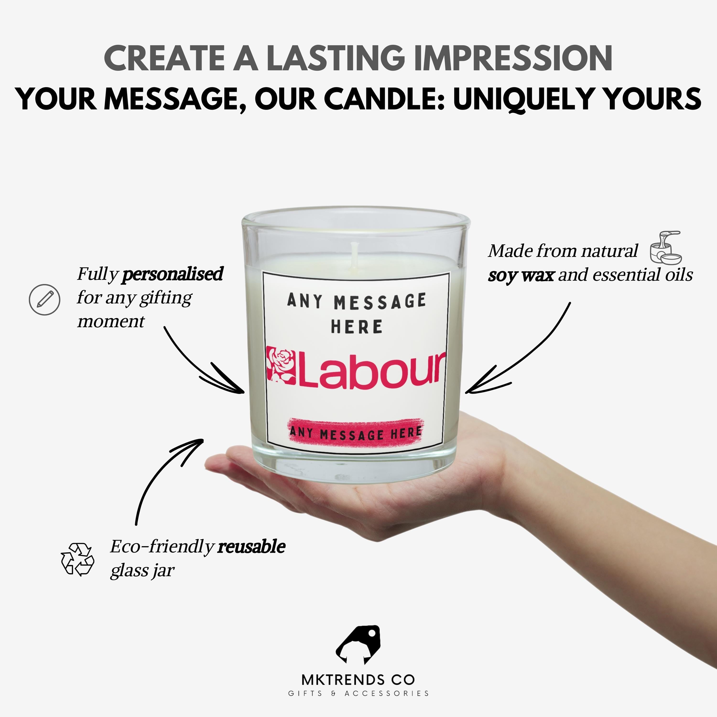 Labour Party: Custom Message Personalised Candle | Labour Party Political Message Soy Wax Candle Gift Etsy