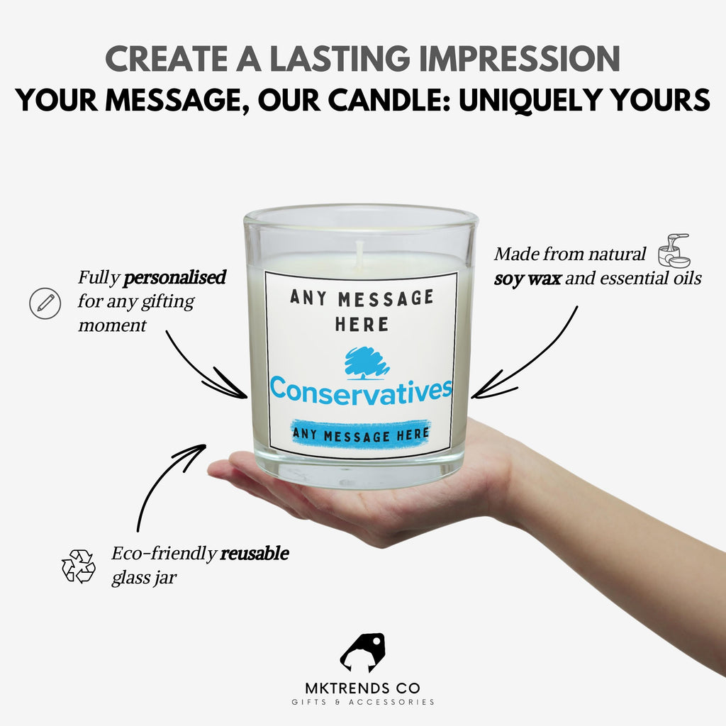 Conservatives Party Personalised Candle: Custom Message Tory Gift | The Conservative Party Message Soy Wax Candle Gift Etsy