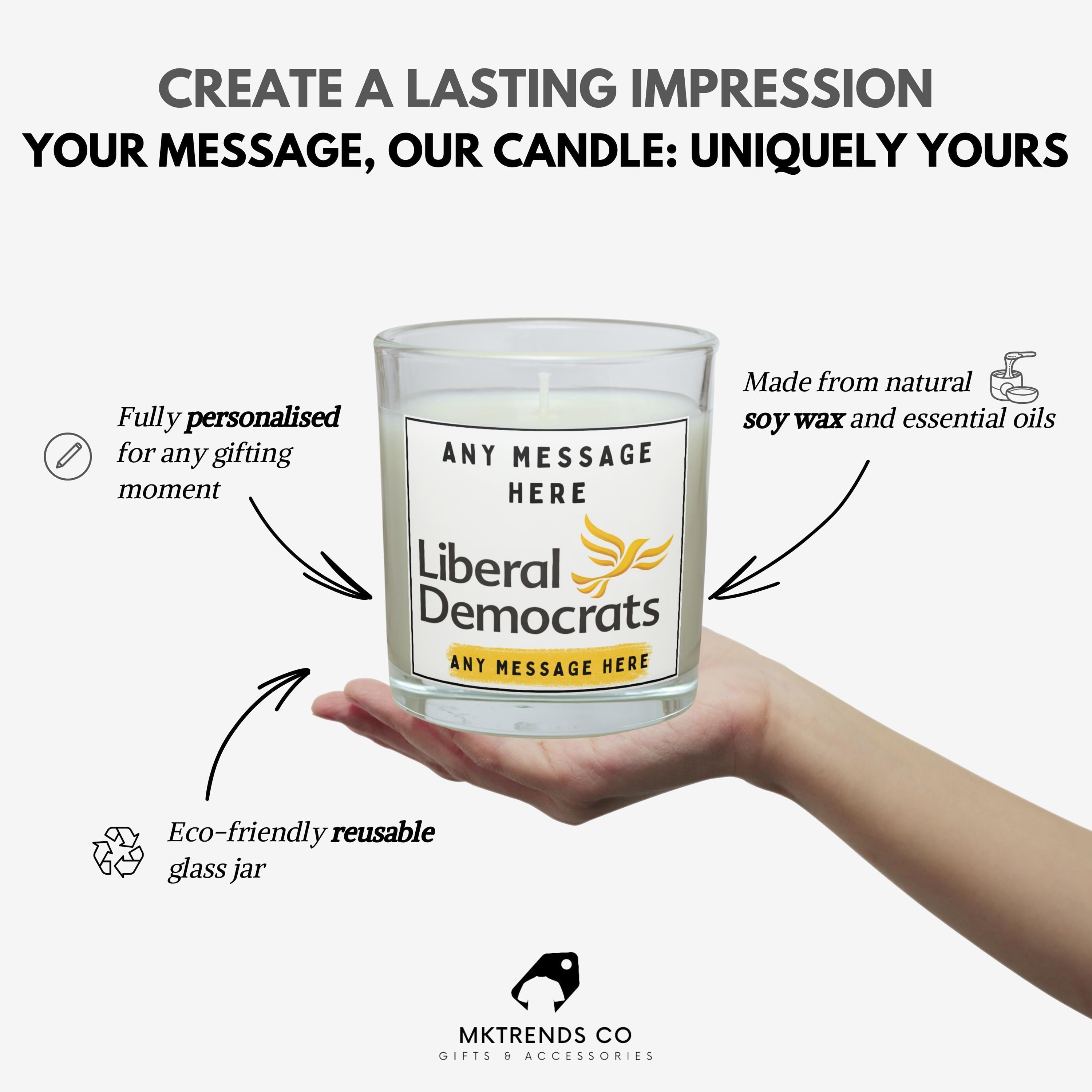 Liberal Democrats: Custom Message Personalised Candle | Lib Dem Supporter Message Soy Wax Candle Gift Etsy