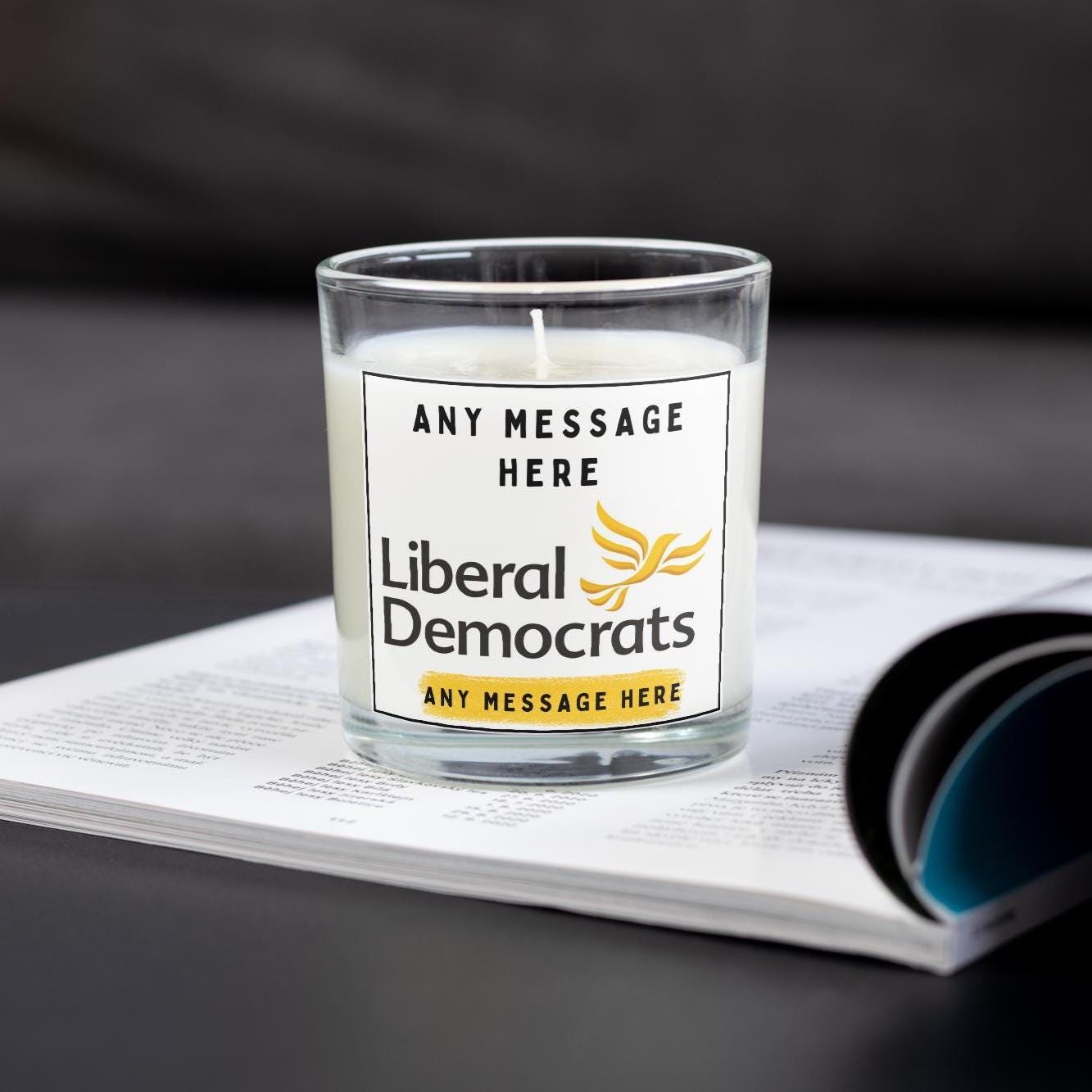 Liberal Democrats: Custom Message Personalised Candle | Lib Dem Supporter Message Soy Wax Candle Gift Etsy