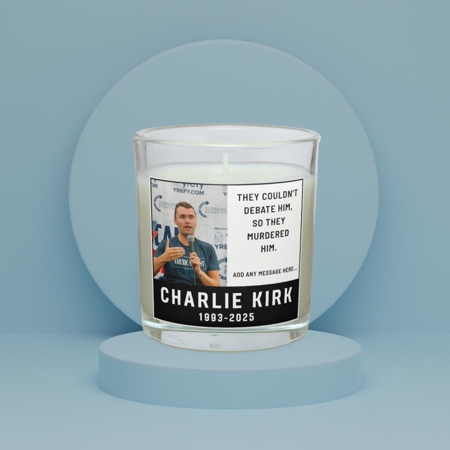 Charlie Kirk Debate Custom Memorial Candle | In Loving Memory of Charlie Kirk | Turning Point | Charlie Kirk Remembrance Personalised Candle Etsy