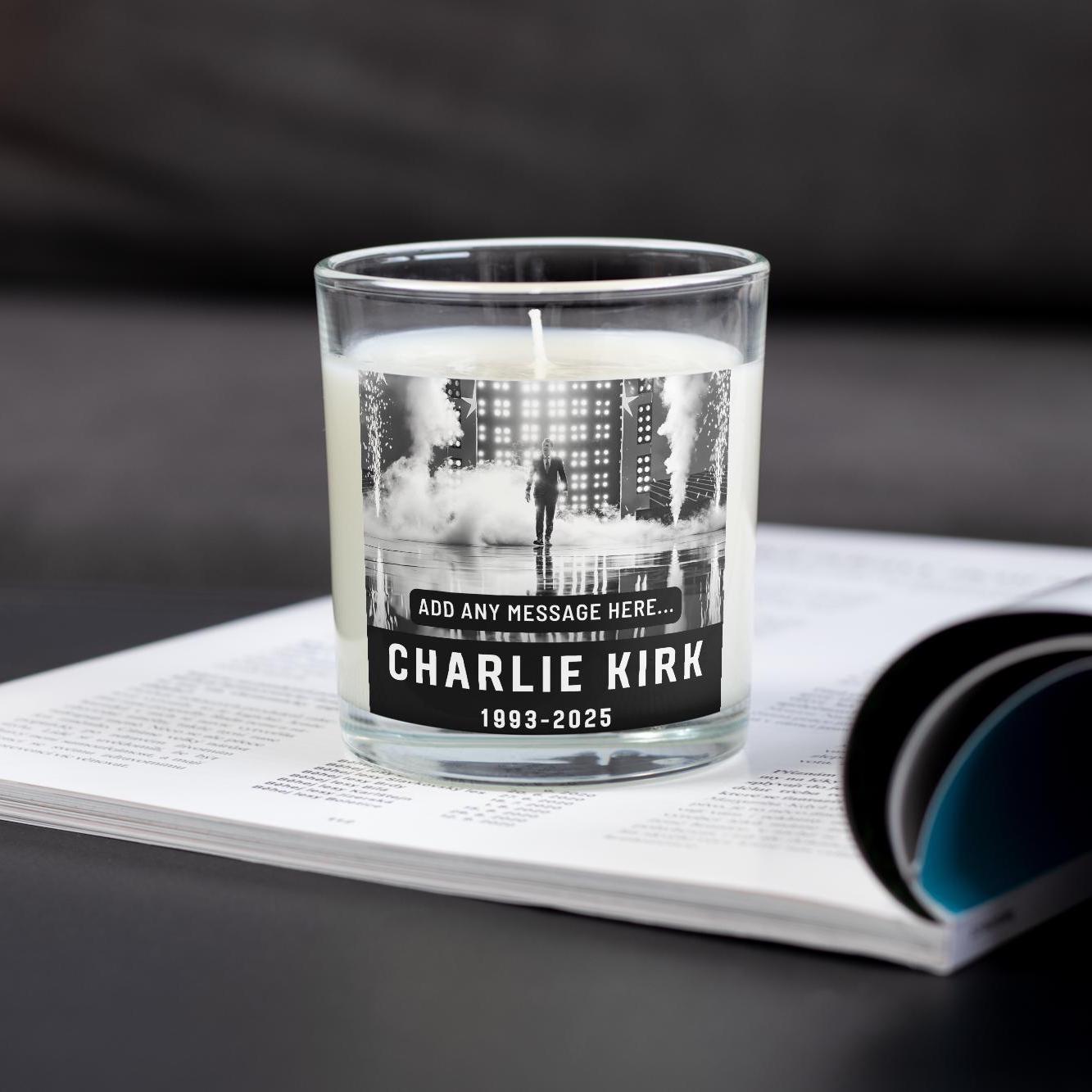 Charlie Kirk Remembrance Personalised Candle | In Memory of Charlie Kirk | Charlie Kirk Custom Message | Celebrate Charlie Kirk's Life Gift Etsy