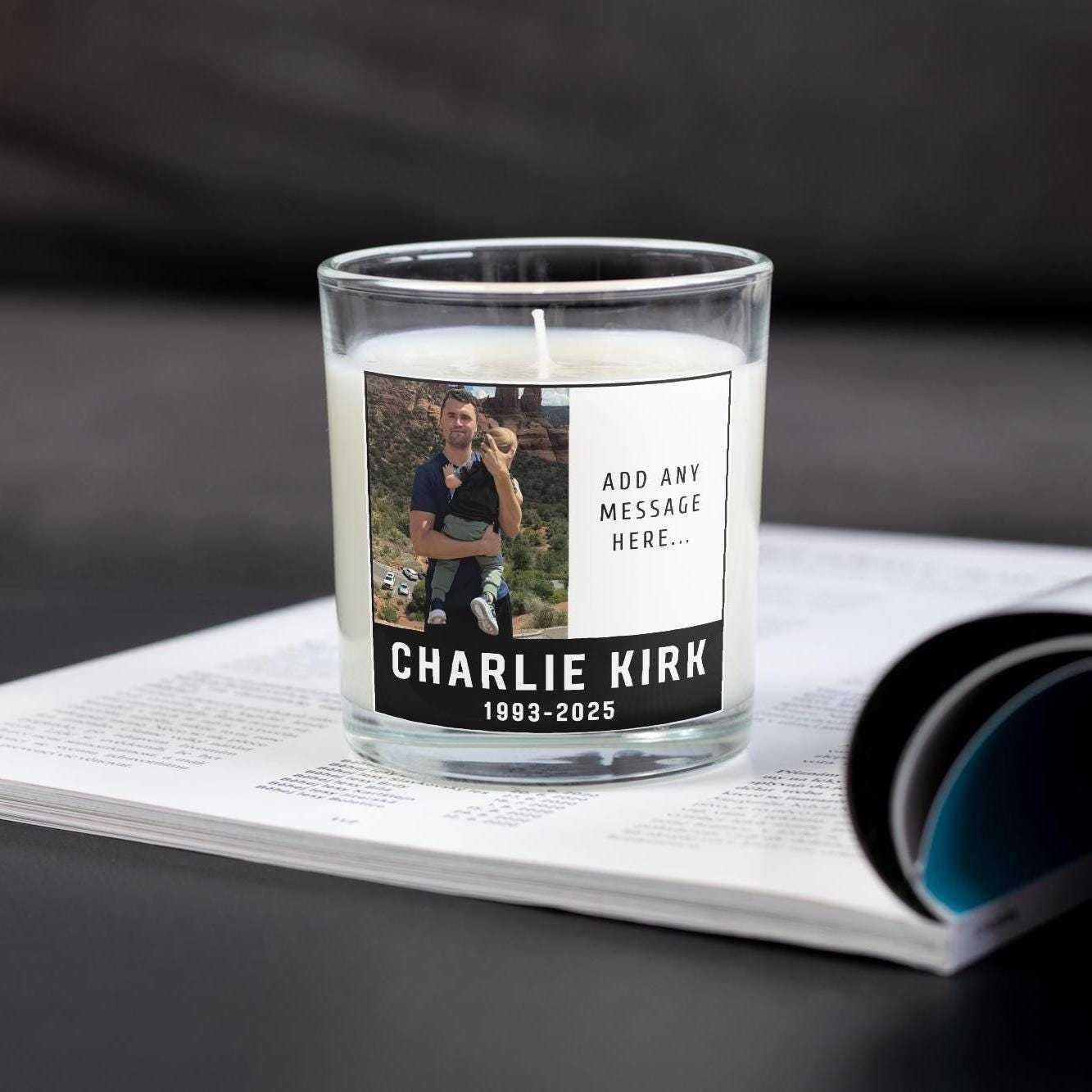 Any Message Charlie Kirk Personalised Candle | Remembering Charlie Kirk | Custom Charlie Kirk Candle Gift | Personalised Photo Tribute Gift Etsy