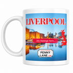 Personalised Liverpool mug centred on a square white background