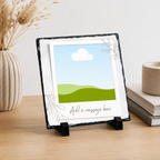Personalised delicate botanical frame photo slate - lifestyle placement with photo placeholders