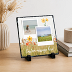 Personalised wildflower two photo collage photo slate - lifestyle display with example photo