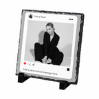 Personalised social media style photo slate - white background with example photo