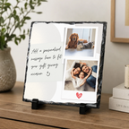 Personalised two photo curved message panel photo slate - console display with example photo
