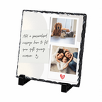 Personalised two photo curved message panel photo slate - white background with example photo