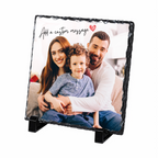 Personalised full photo script & heart photo slate - white background with example photo